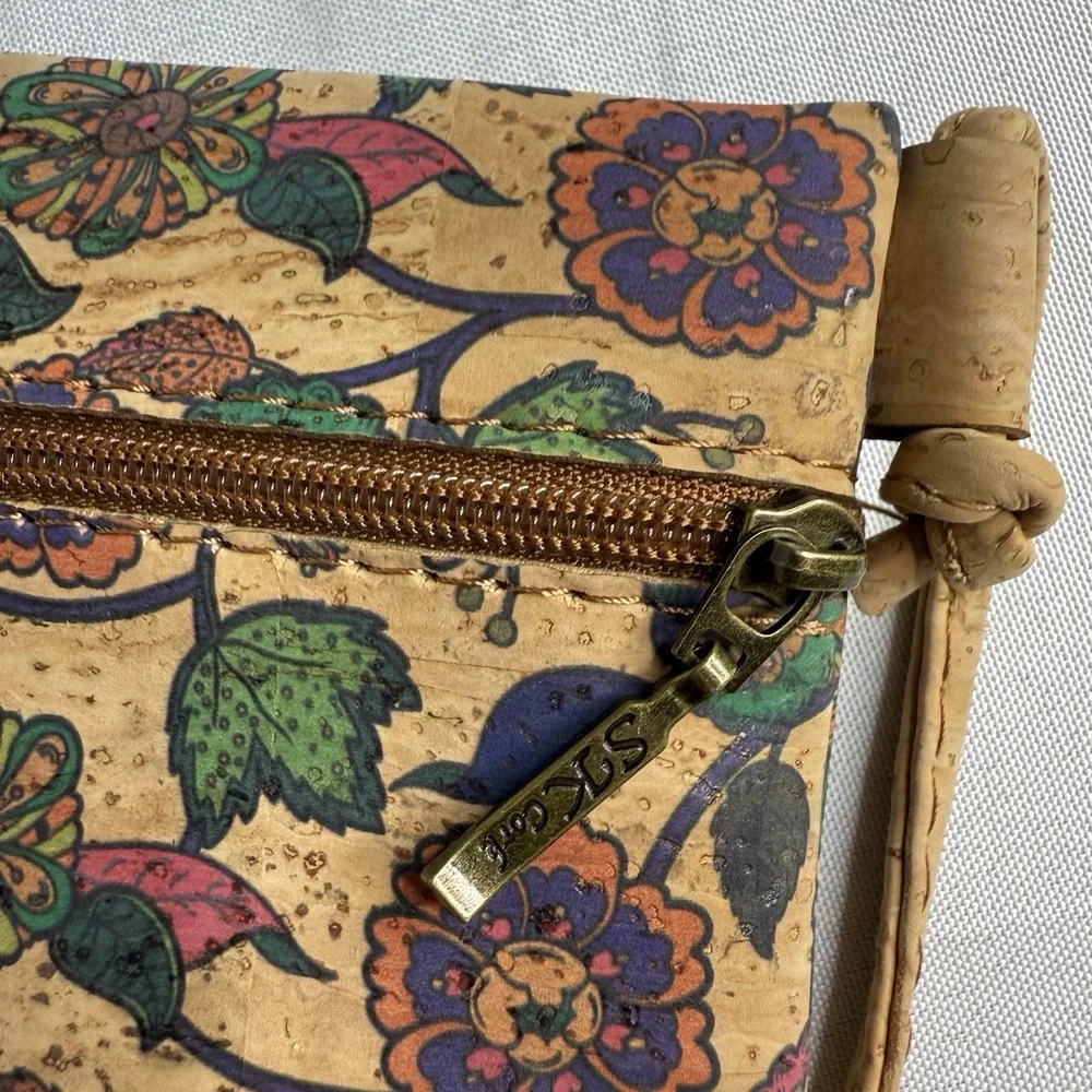 SK Cork Mini Floral Crossbody Purse Flowers Boho Zip Travel Lightweight Festival